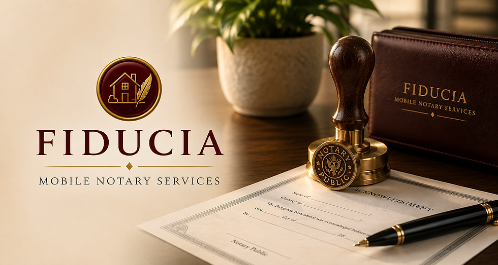 Notary stamp and documents for mobile notary services