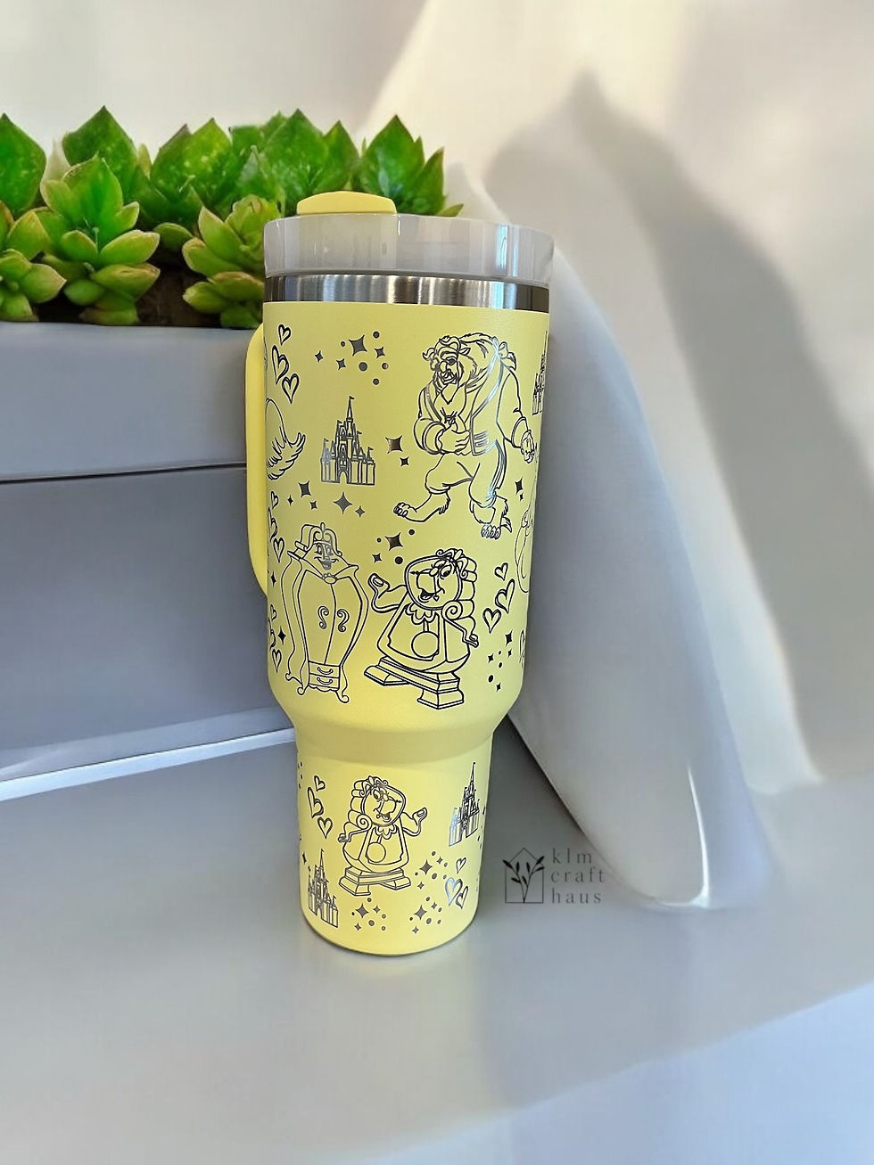 Ever lasting Rose Disney's Beauty and the Beast Stanley Quencher H2.0 30 and 40oz engraved front view photo