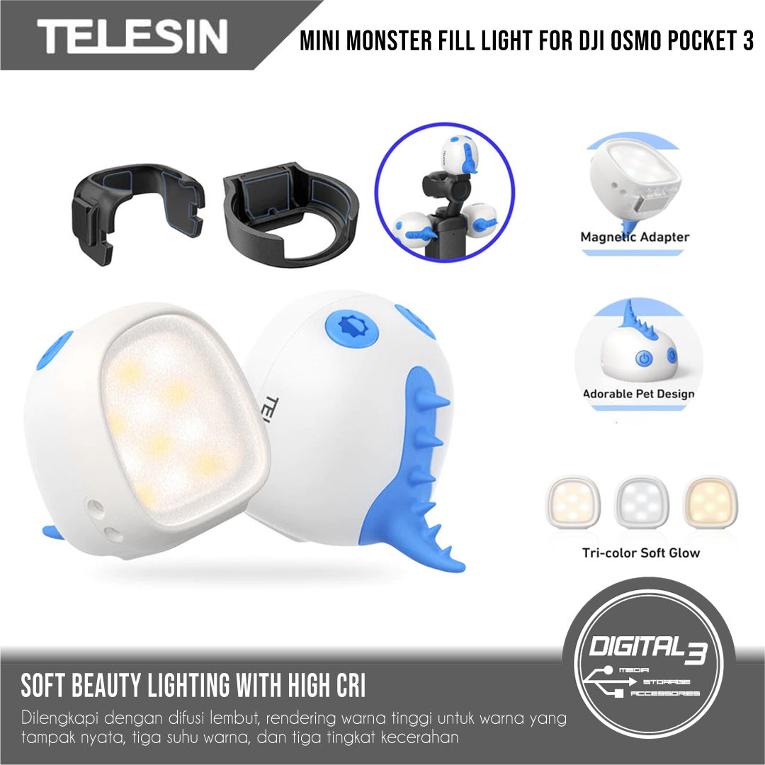 TELESIN Mini Monster Magnetic Fill Light Waterproof For DJI Osmo Pocket 3