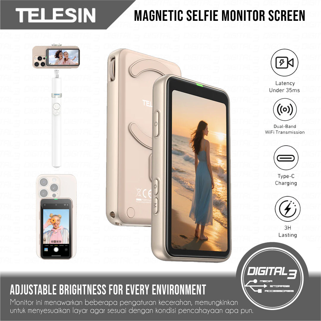 TELESIN Magnetic Selfie and Vlog Monitor Screen 4inch For Fast Zoom HD Video