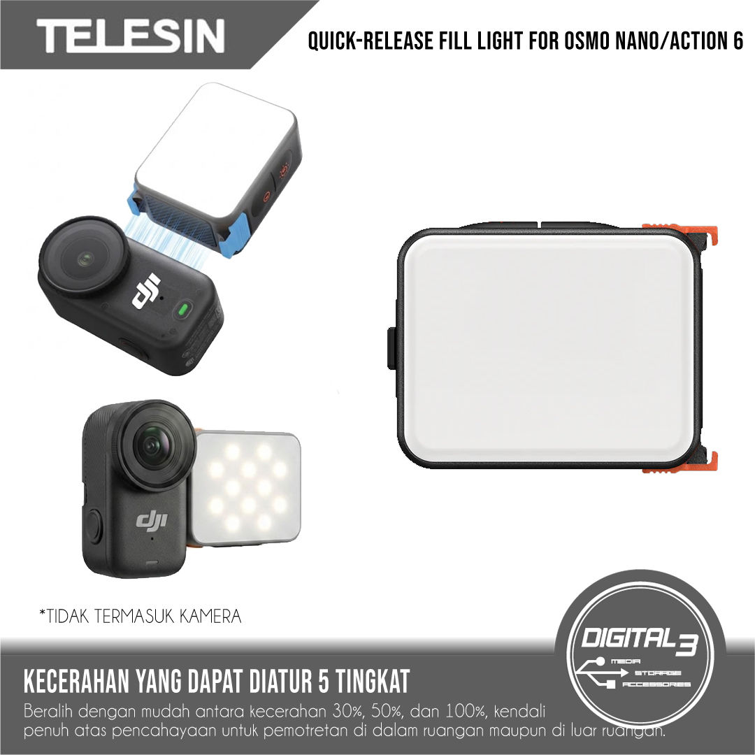 TELESIN Magnetic Quick Release Fill Light LED for DJI Osmo Nano Action 6