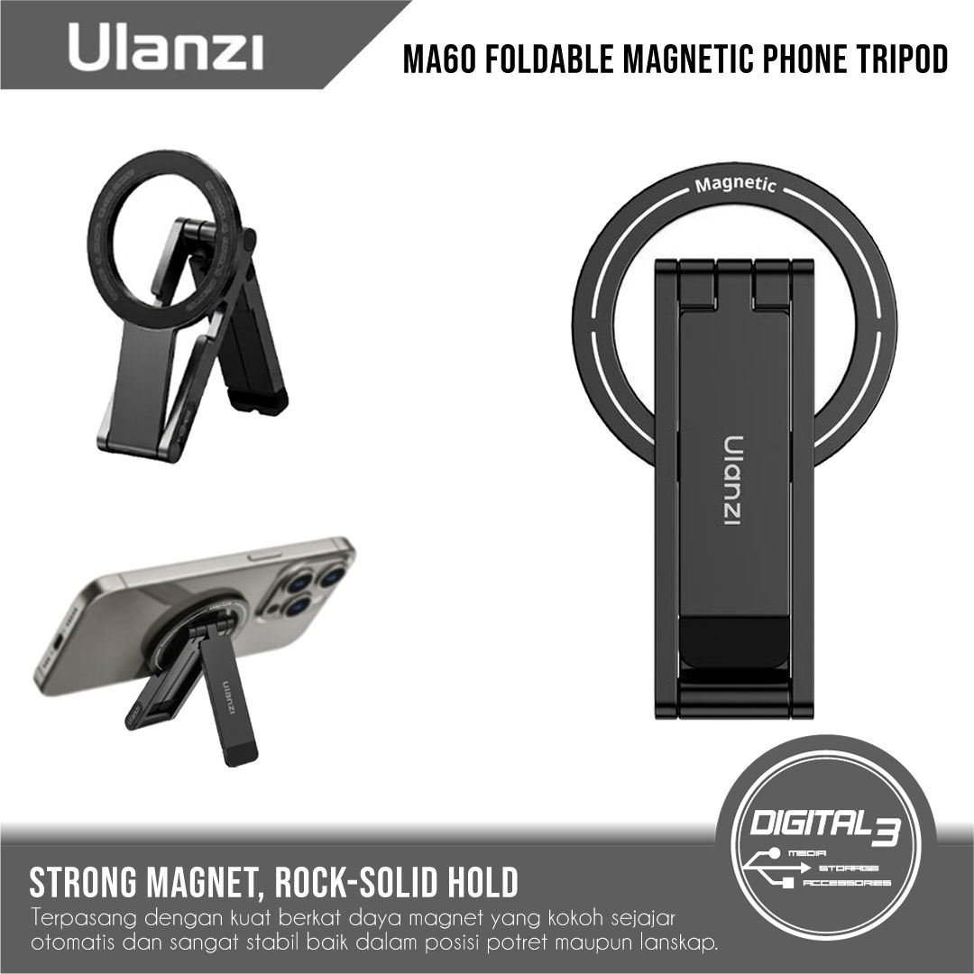 ULANZI MA60 Foldable Magnetic Phone Tripod Stand MagSafe Slim Aluminum Mini Trip
