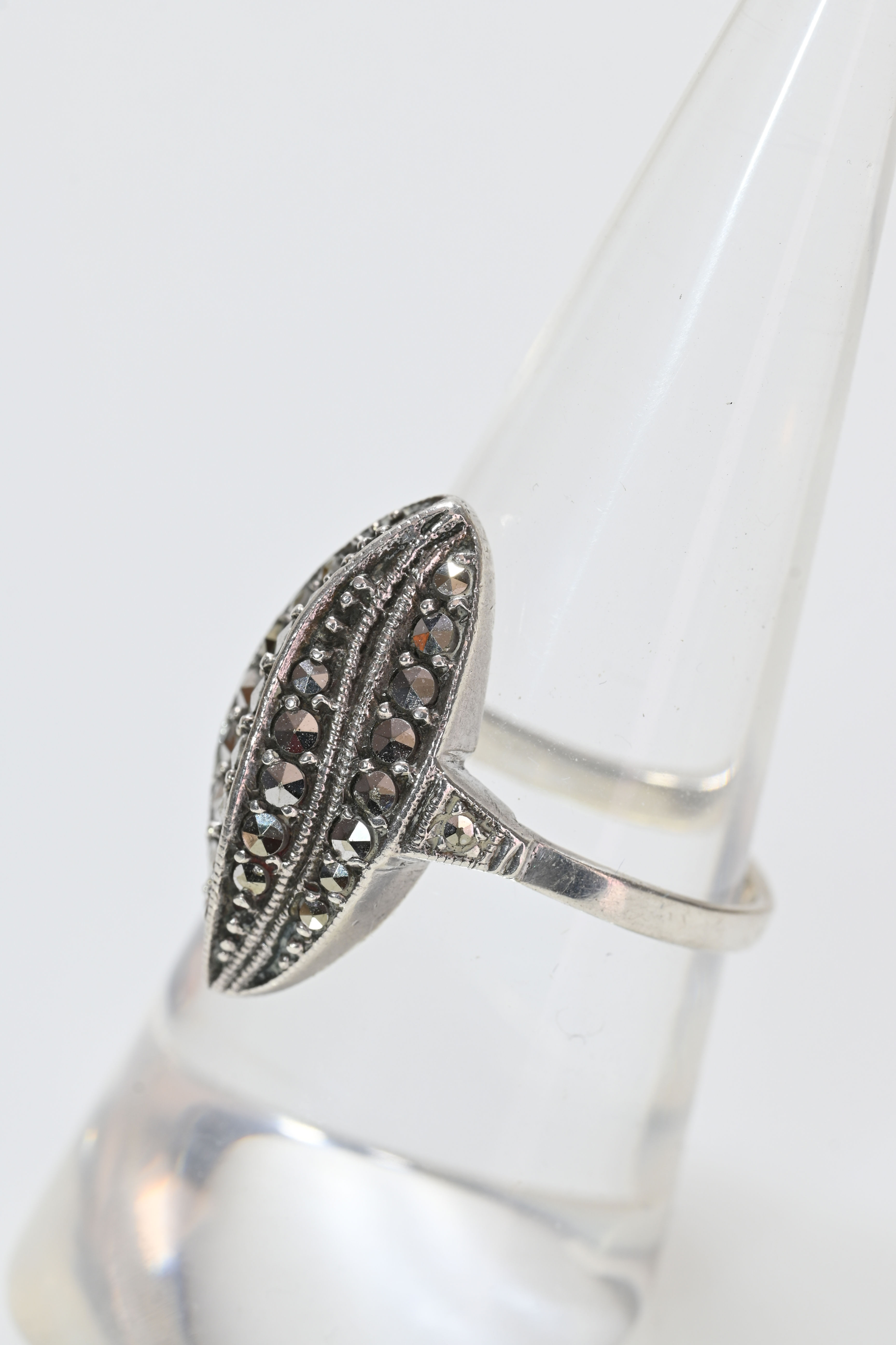 Bague Art déco en argent et marcassite, taille allemande US 7 UK 5