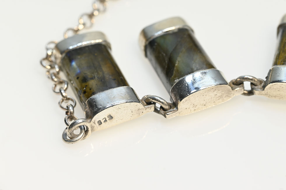 Thumbnail: Silver and labradorite pendant necklace