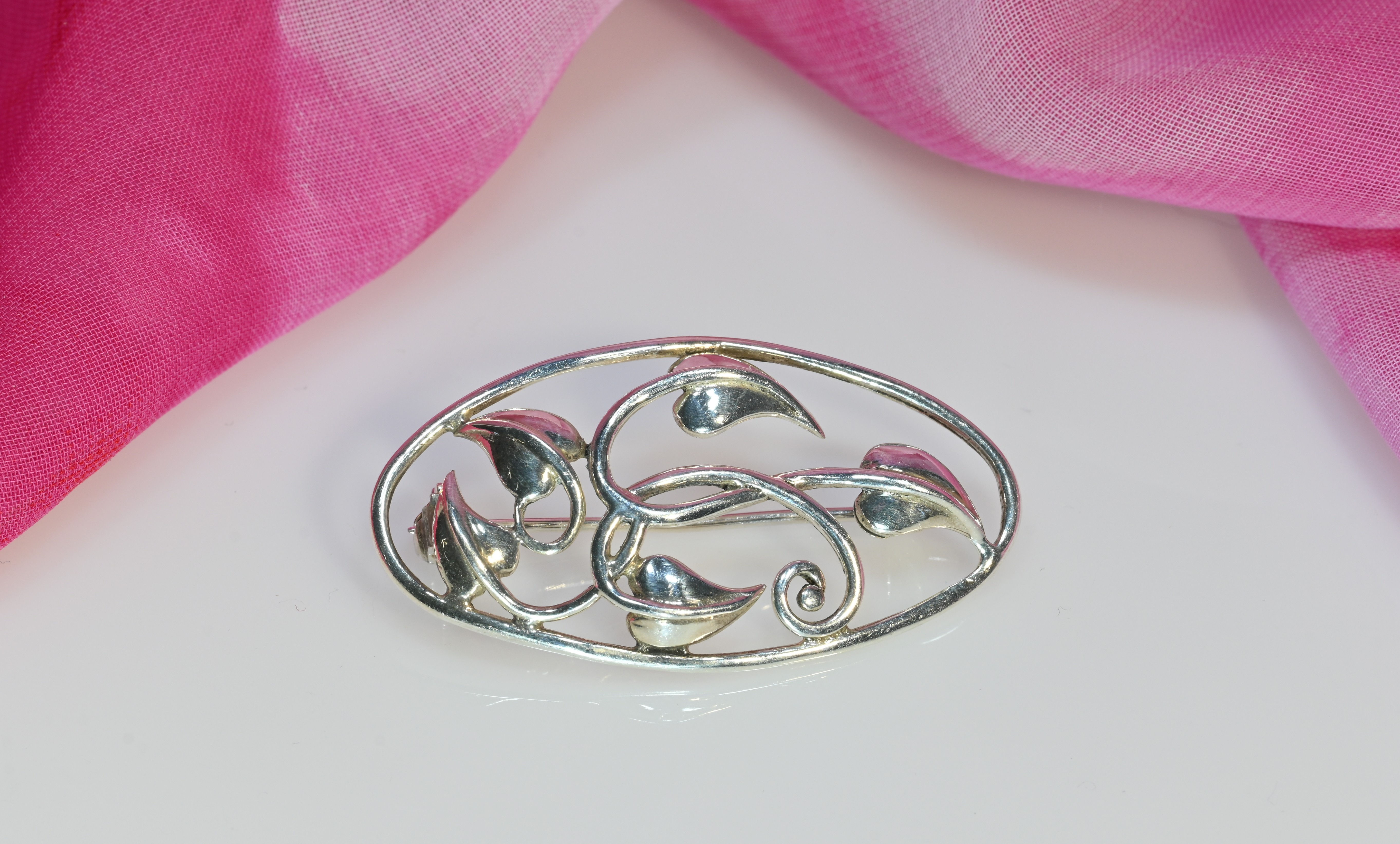 Broche florale en argent sterling 925, broche art nouveau
