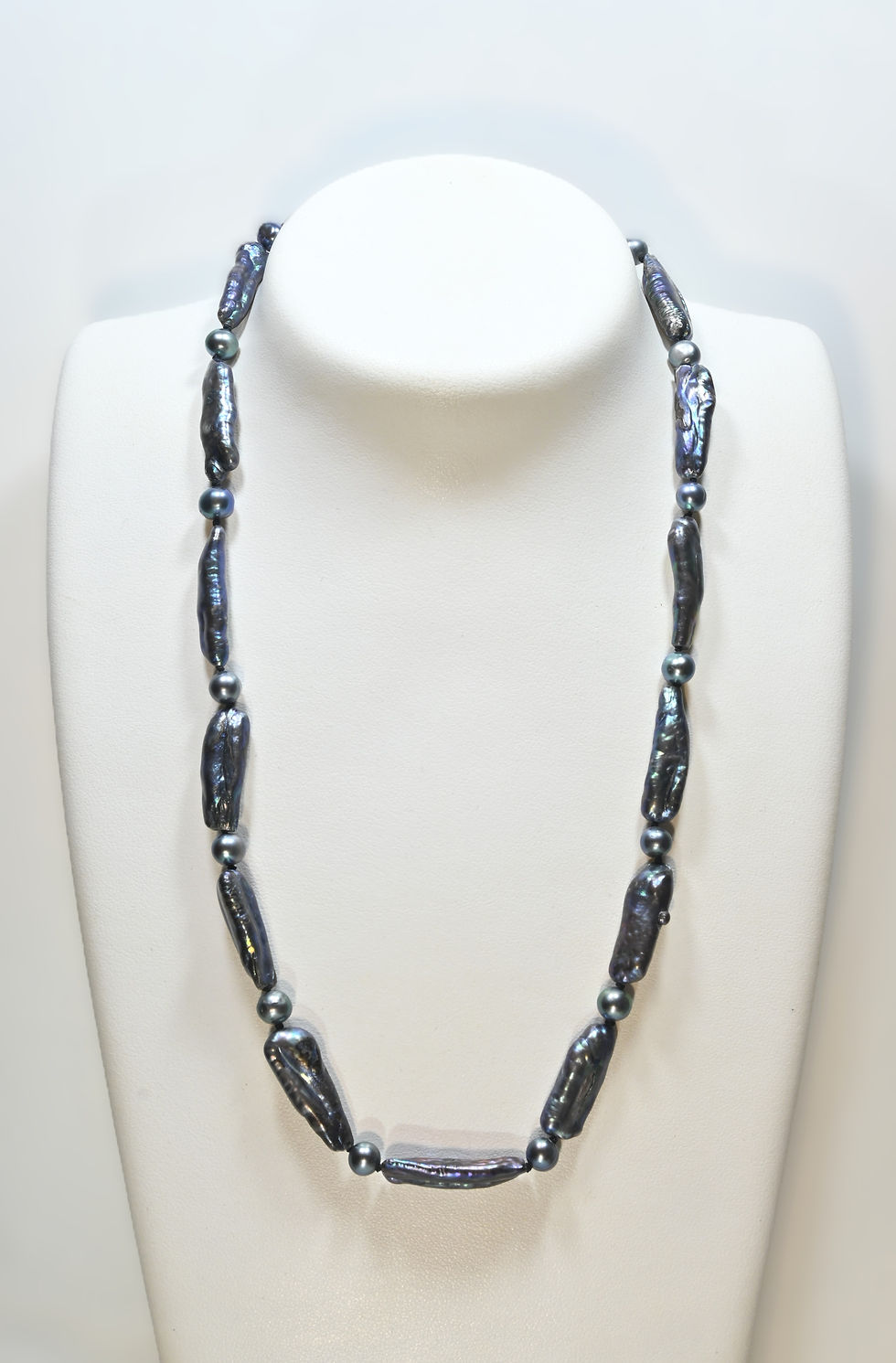 Miniature : Collier de perles baroques en forme de paon Biwa, argent 925