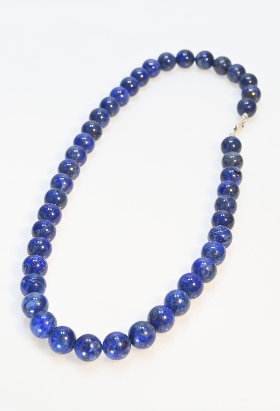 Miniaturbild: Lapislazuli-Halskette, 12 mm Perlen, Silberverschluss #5