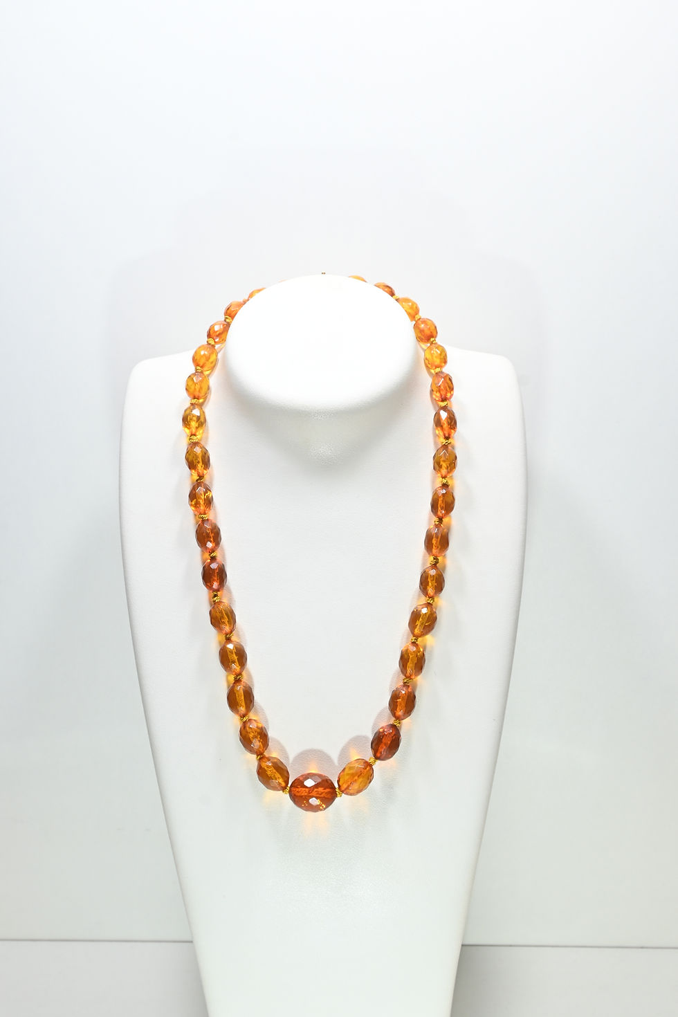 Thumbnail: Genuine vintage graduated faceted amber necklace