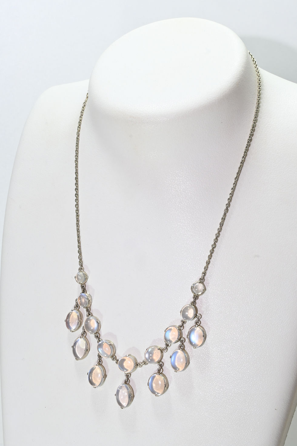 Thumbnail: Vintage silver and moonstone festoon necklace and ring