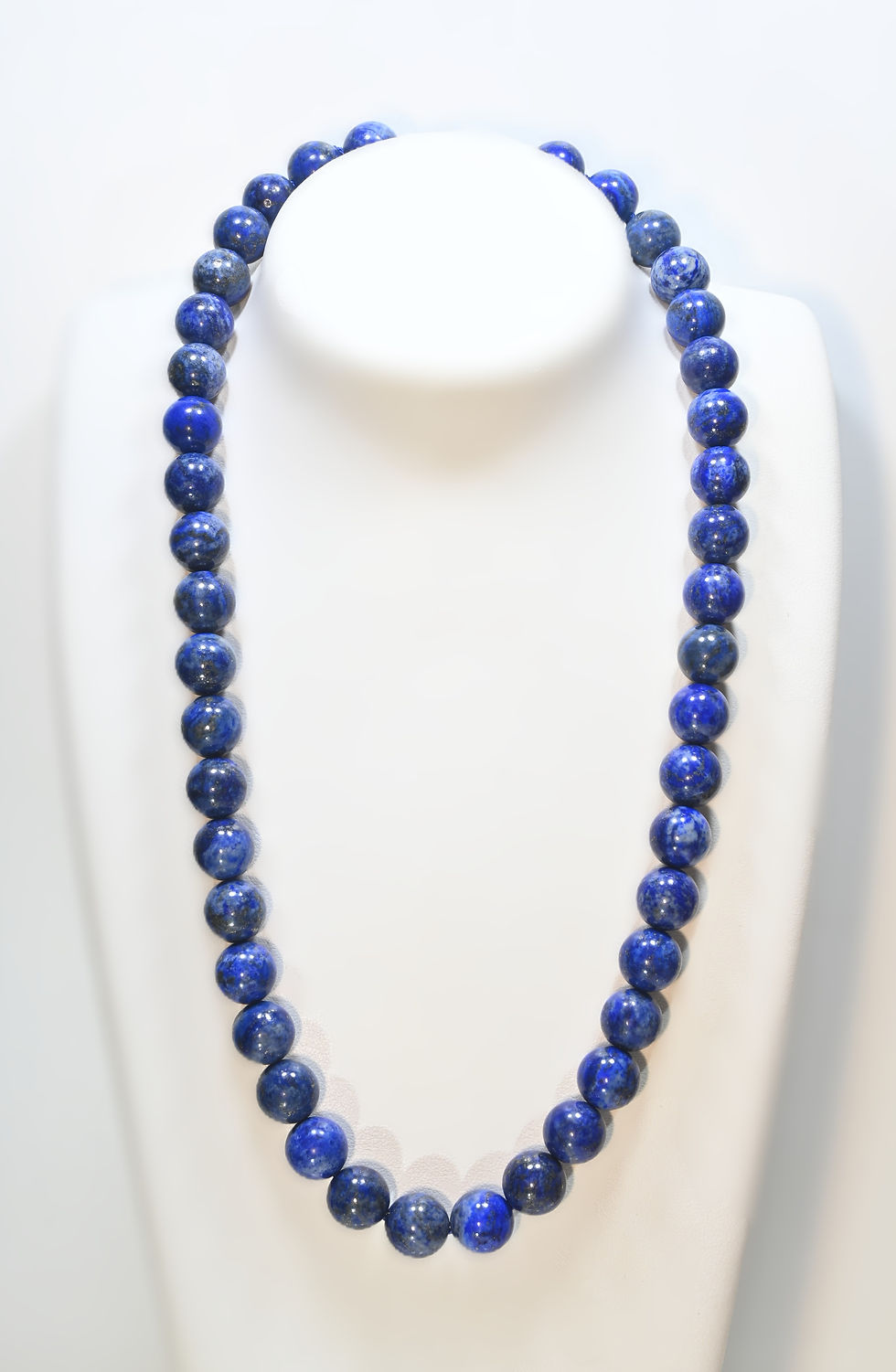 Miniatyrbild: lapis lazuli halsband 12mm pärlor silverlås #4