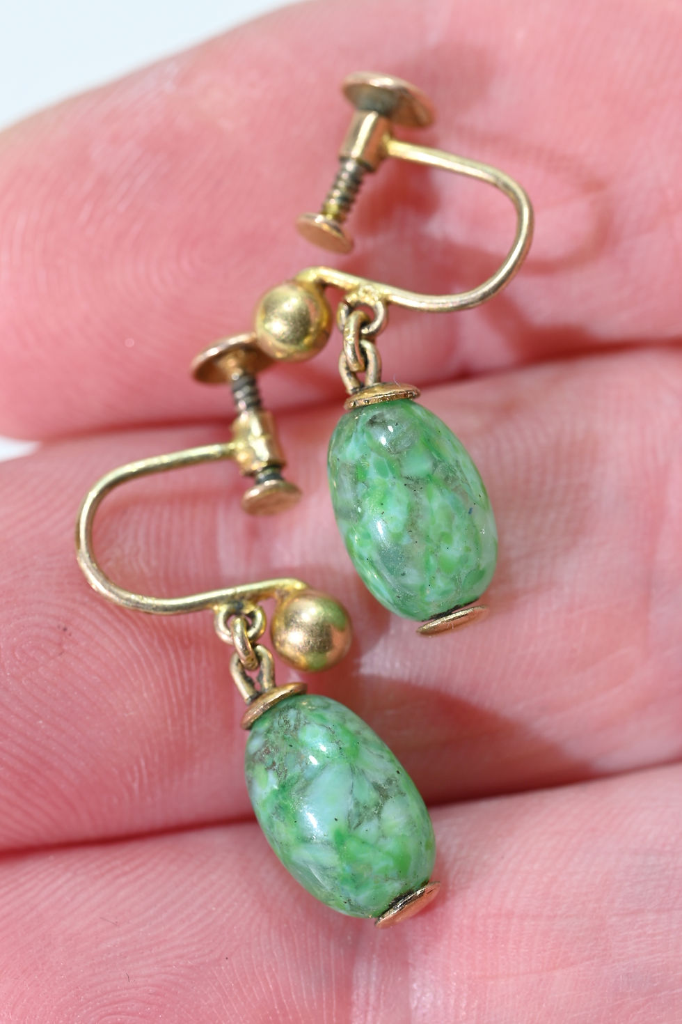Miniatura: Pendientes antiguos de cristal de Pekín imitación jade