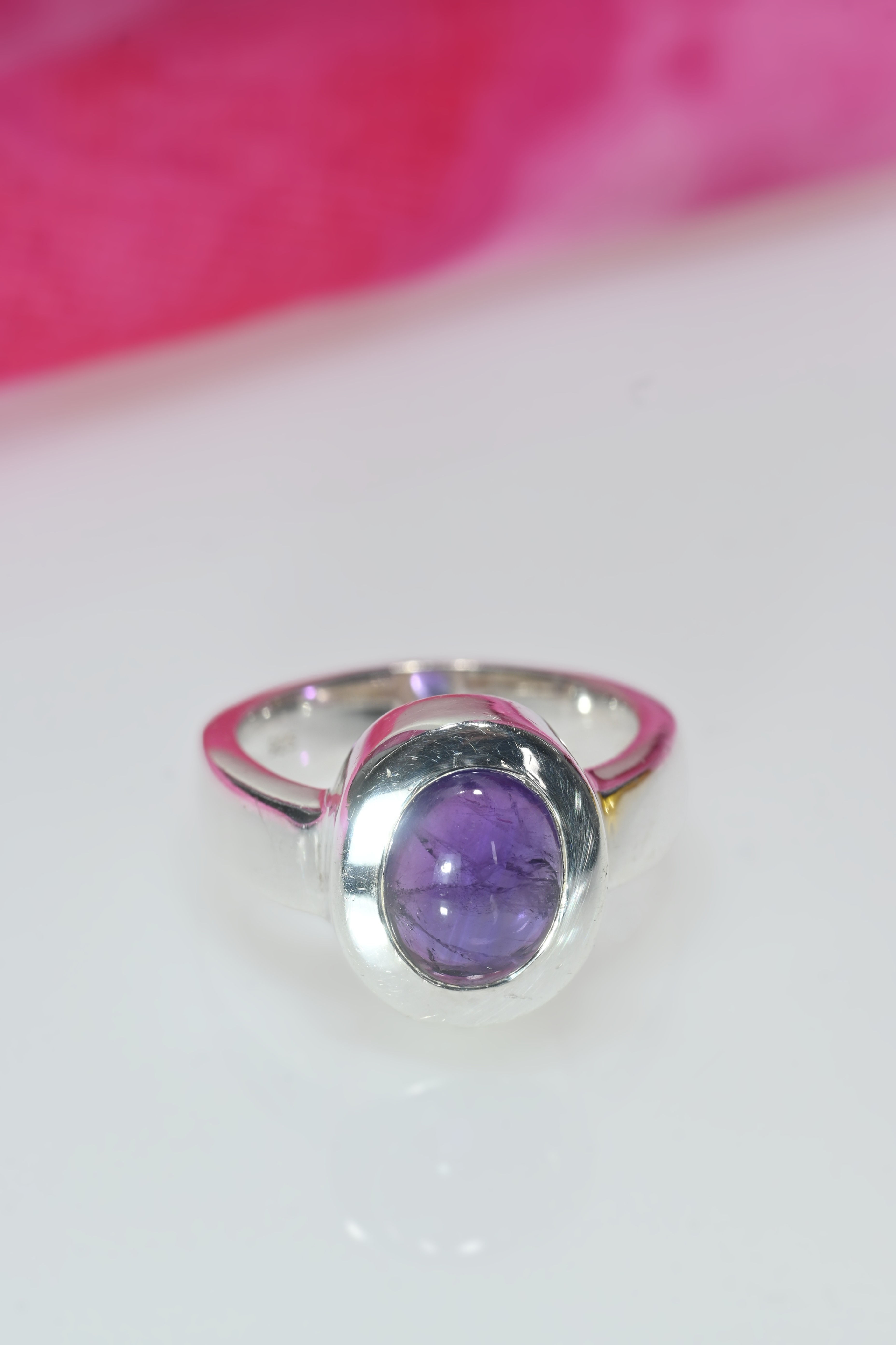 Vintage-Ring aus Amethyst und Silber, US 7,5, UK 0