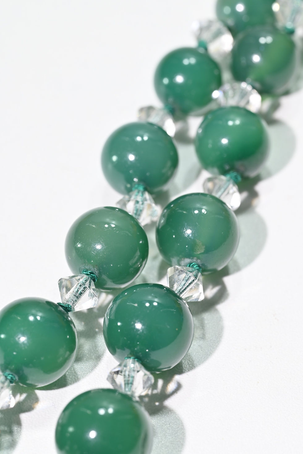 Thumbnail: Victorian chrysoprase necklace graduated