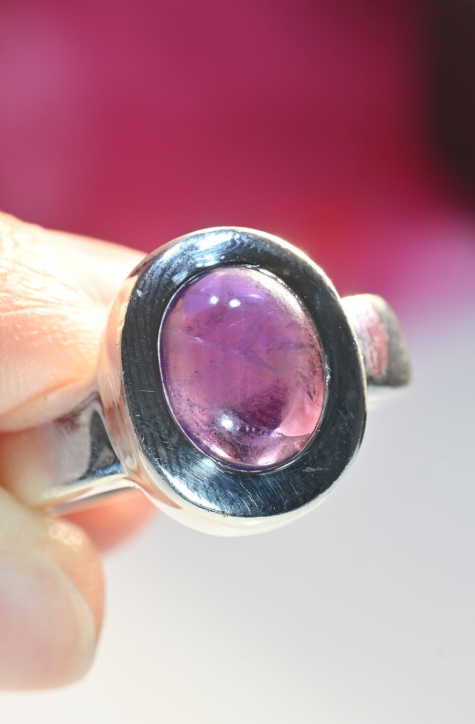Miniaturbild: Vintage-Ring aus Amethyst und Silber, US 7,5, UK 0