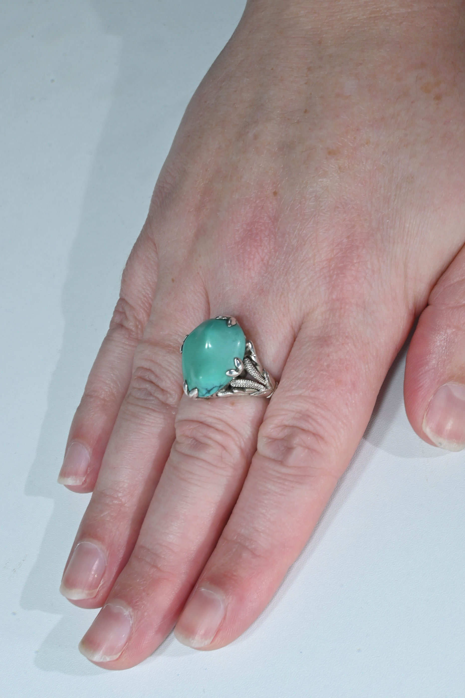 Vintage silver and turquoise ring made in China