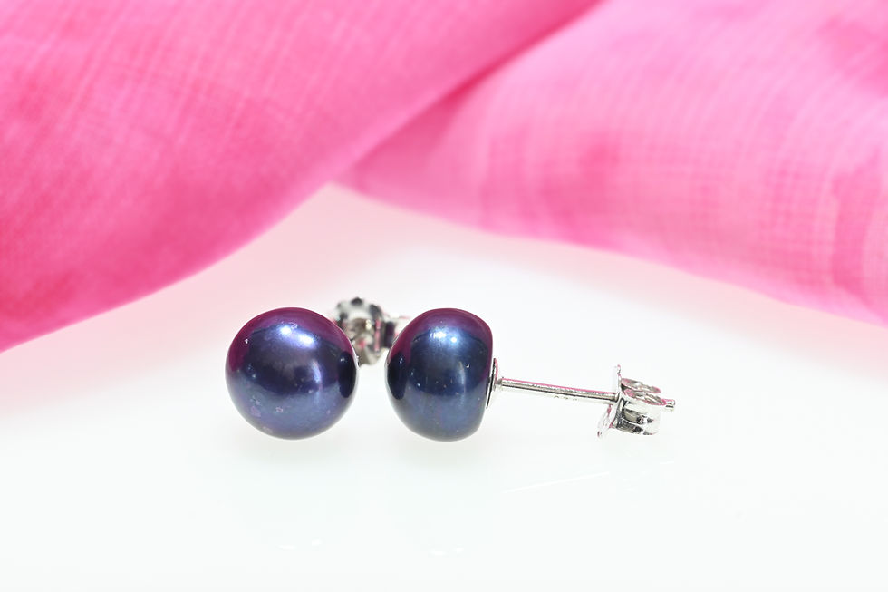 Miniature : Boucles d'oreilles en perles de paon 8 mm