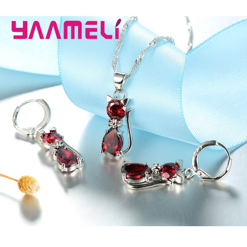 Thumbnail: Crystal Cat Elegance Jewellery Set | Necklace & Earrings
