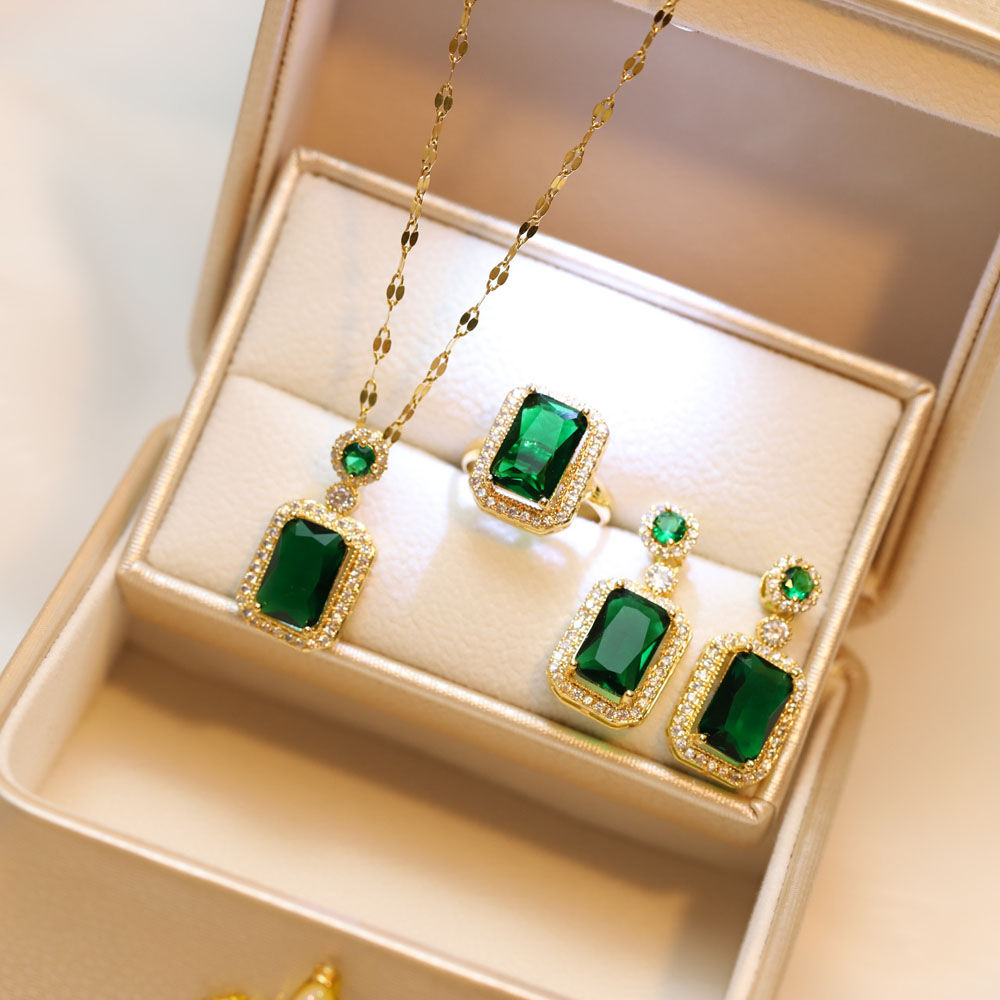 Emerald Royale Jewellery Set | 4-Piece Luxury Crystal Collection