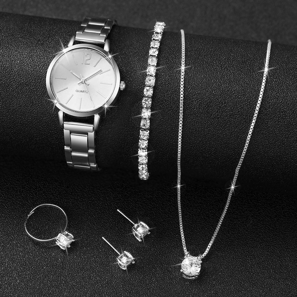 Thumbnail: Royal Luxe Butterfly Jewellery & Watch Gift Set – Gold Necklace, Bracelet, Earri