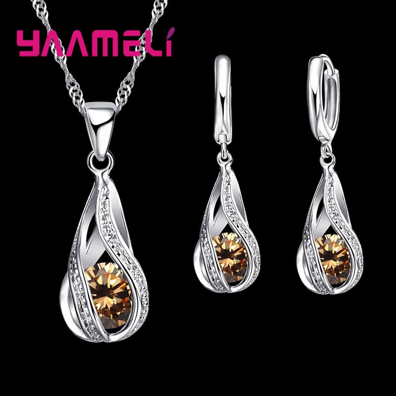 Thumbnail: Royal Teardrop Jewellery Set | Sparkling Crystal Necklace & Earrings