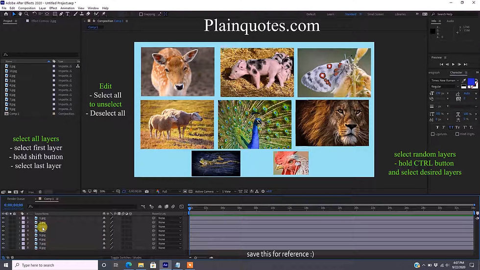 How to Select All Layers in after effects and some selection tips