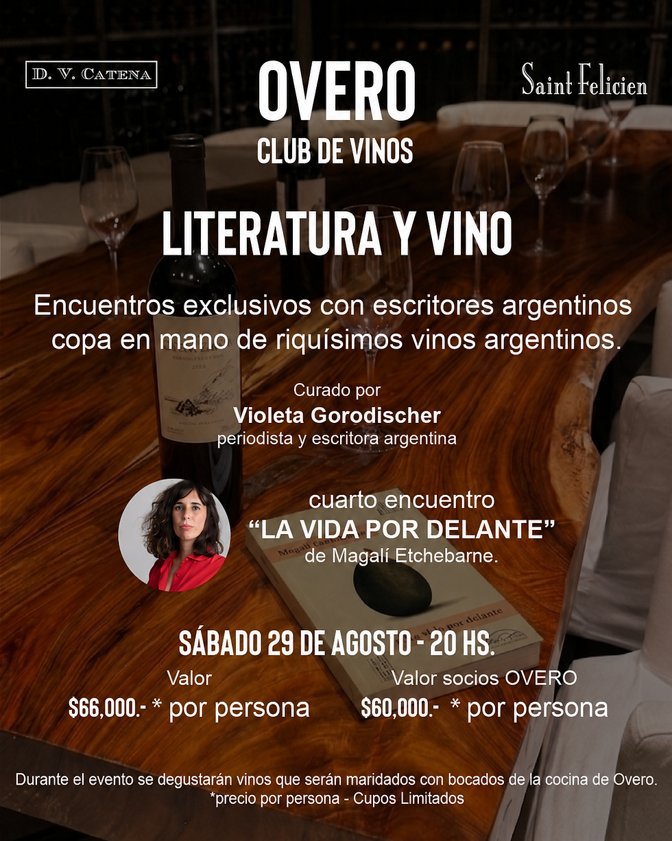 "LITERATURA Y VINO" - "La vida por delante" de Magalì Etchebarne en la cava de Overo Club de Vinos - 29/08