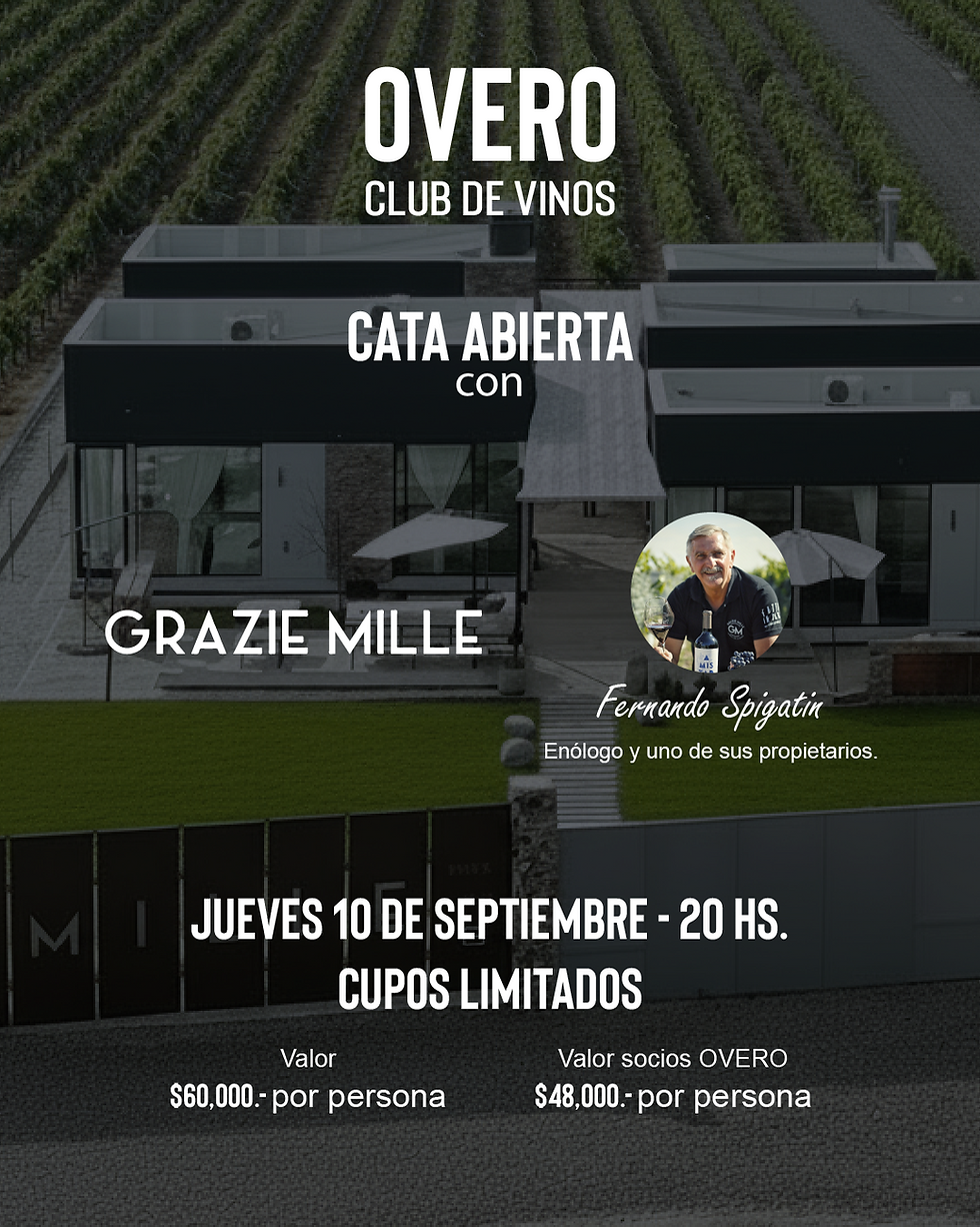 Cata abierta con Grazie Mille en OVERO CLUB DE VINOS