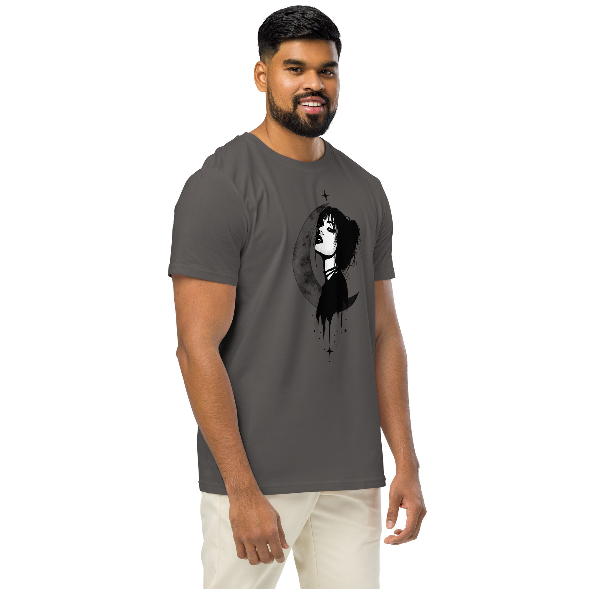 Men's hand drawn crescent girl t-shirt