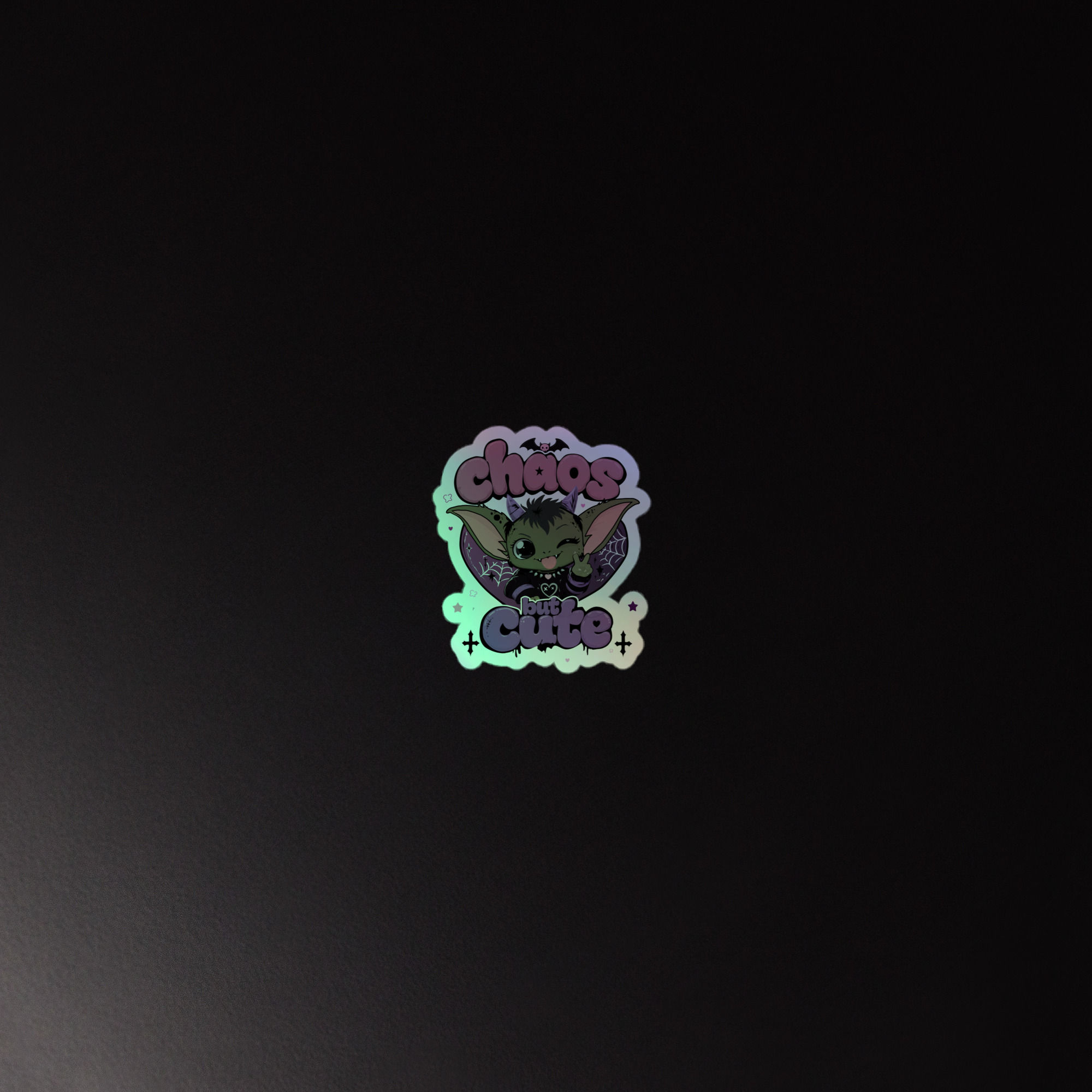 Chaos but Cute holographic sticker
