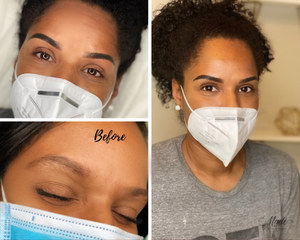 Before and after powder brows