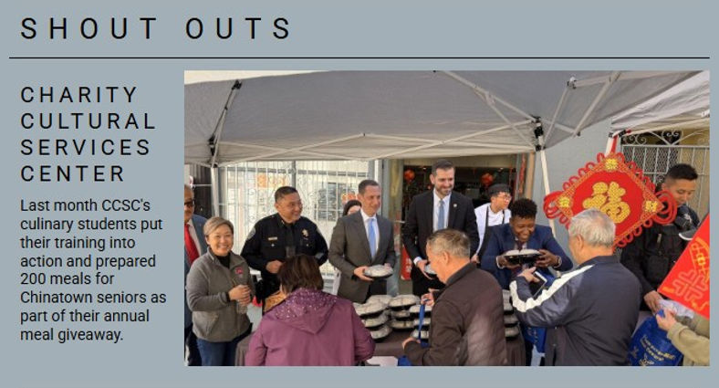 article showing shoutout for CCSC Chinatown food giveaway for seniors