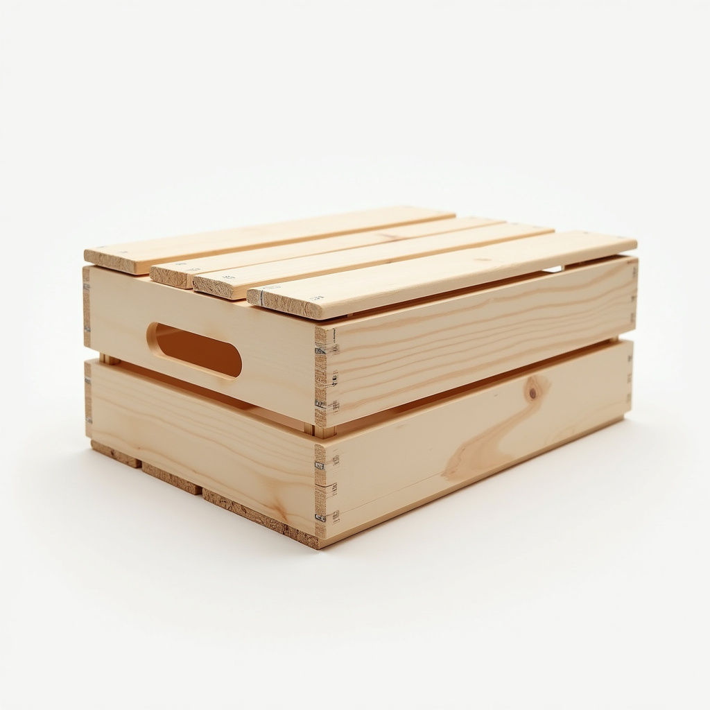 Lidded pine crate