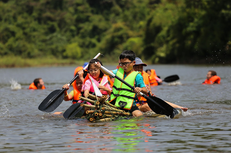 Bamboo raft building