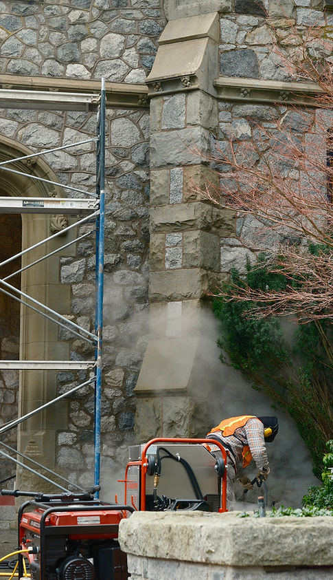 Lennox Masonry steam cleaning the Government House in Victoria BC