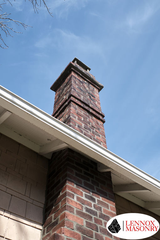 A brick chimney repaired and rebuilt by Lennox Masonry in Victoria BC