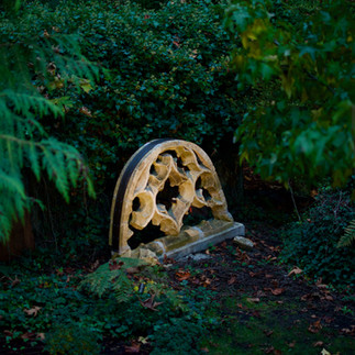 17th-Century Gothic Cathedral remnants restored and turned into garden features at the Oldfield Estate in Saanich BC by Stone & Trowel Heritage Restoration