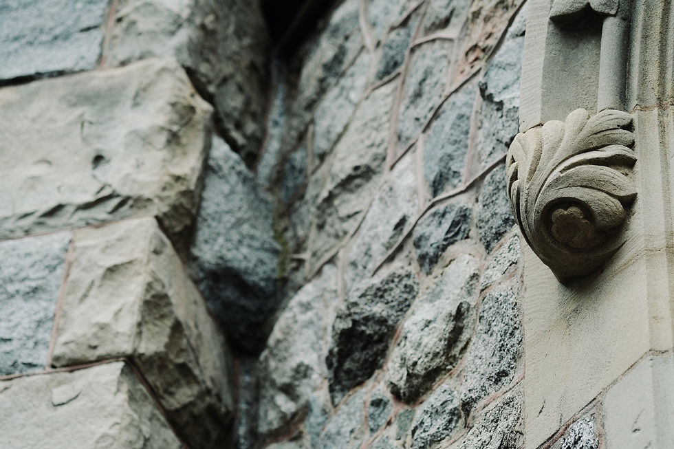 Repointed heritage stonework on the Government House' Porte Cochere in Victoria, BC