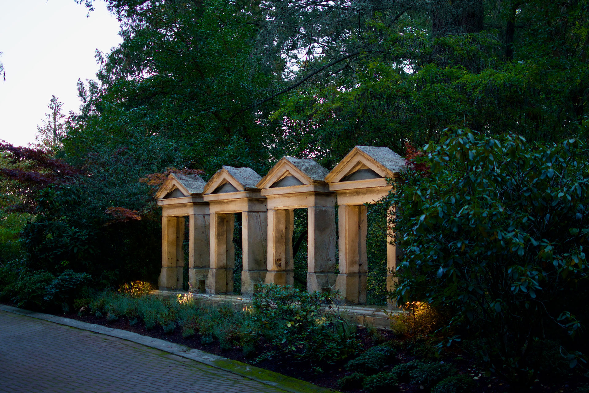 17th-Century Gothic Cathedral remnants restored and turned into garden features at the Oldfield Estate in Saanich BC by Stone & Trowel Heritage Restoration