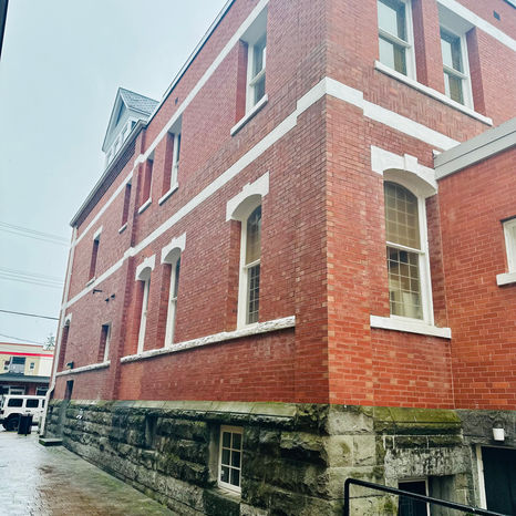 Heritage masonry restoration of sandstone and brickwork in Duncan, BC by Stone & Trowel Heritage Restoration