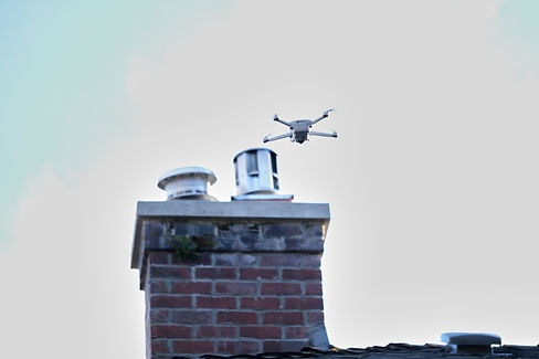 A chimney being inspected with a drone by Lennox Masonry in Victoria BC