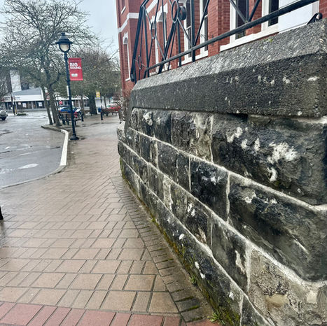 Heritage masonry restoration of sandstone and brickwork in Duncan, BC by Stone & Trowel Heritage Restoration