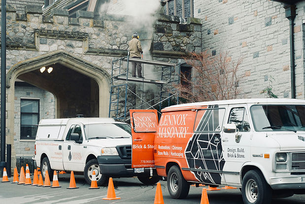 Lennox Masonry working with Stone & Trowel Heritage Restoration at the Government House in Victoria BC
