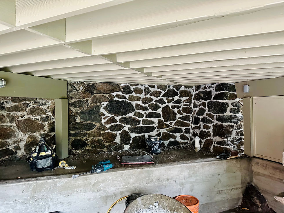 Hotlime being applied to a heritage stone wall in Oak Bay BC
