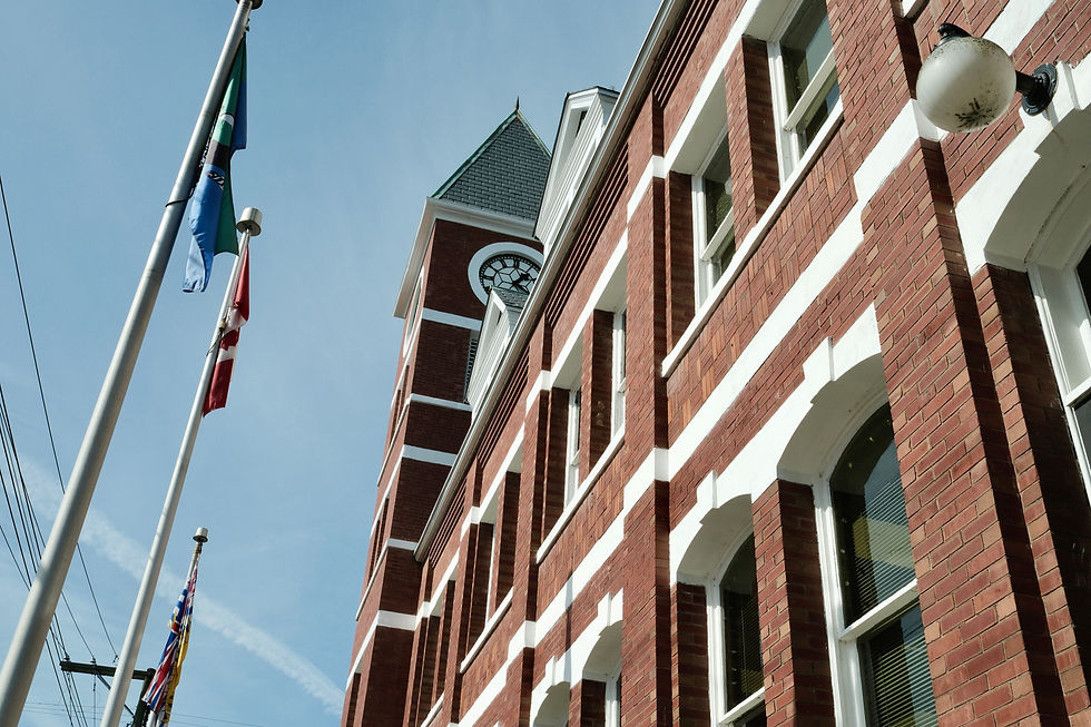 The completed masonry restoration of Duncan's City Hall by Lennox Masonry in the Cowichan Valley