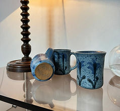 Service à café vintage en céramique bleue