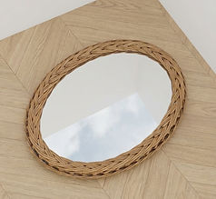 Miroir ovale vintage en osier occasion