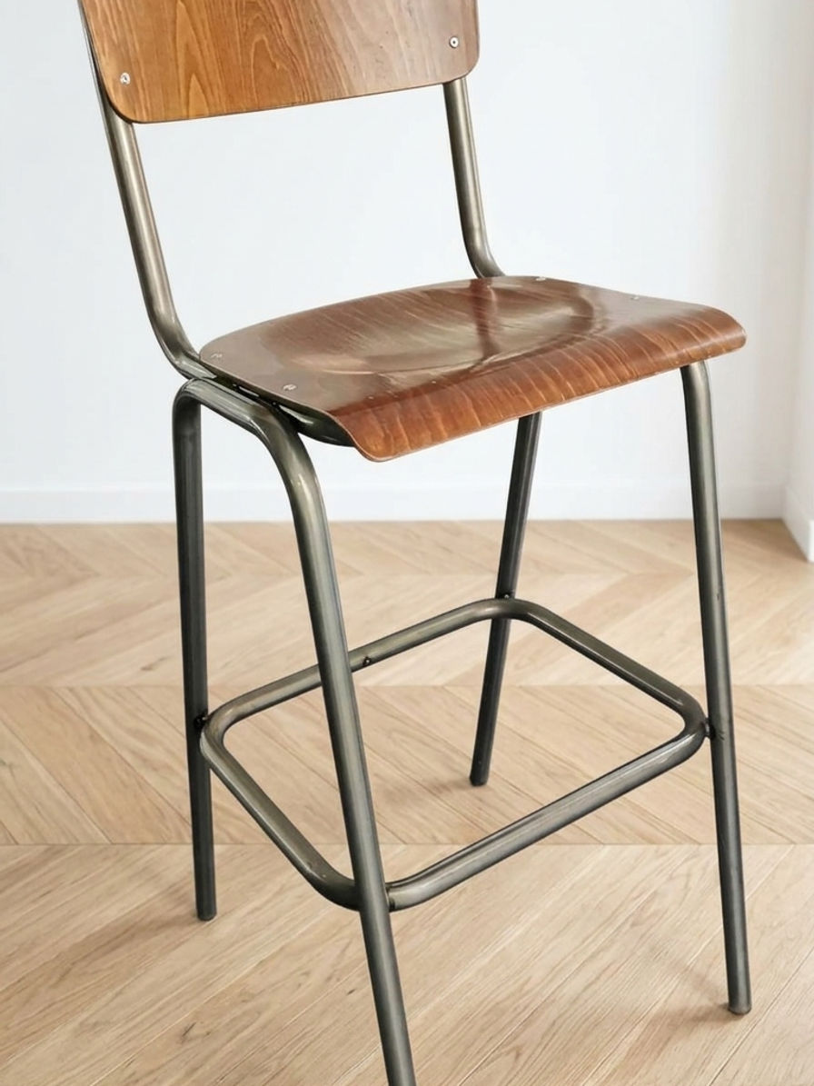 Chaise haute vintage bois – Assise bois Vauzelle
