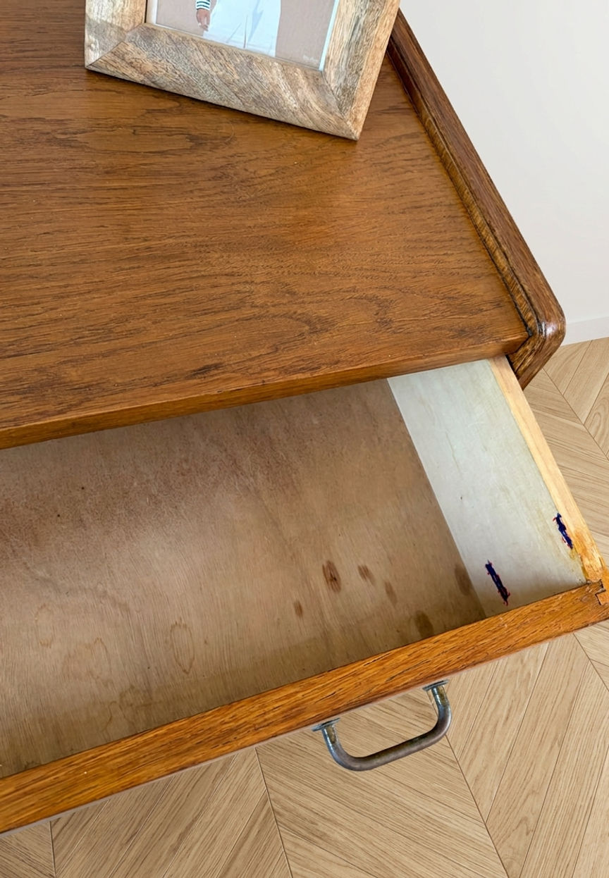 Miniature : Commode vintage en chêne miel des années 60 - Détails