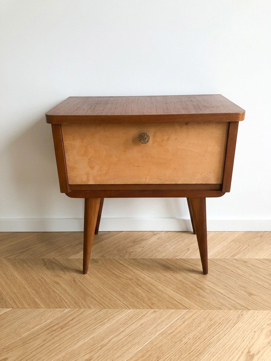 Miniature : Table de chevet pieds compas en bois