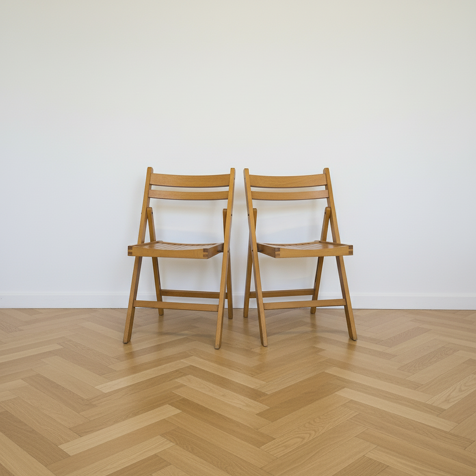 Miniature : Paire de chaises vintage pliantes en bois